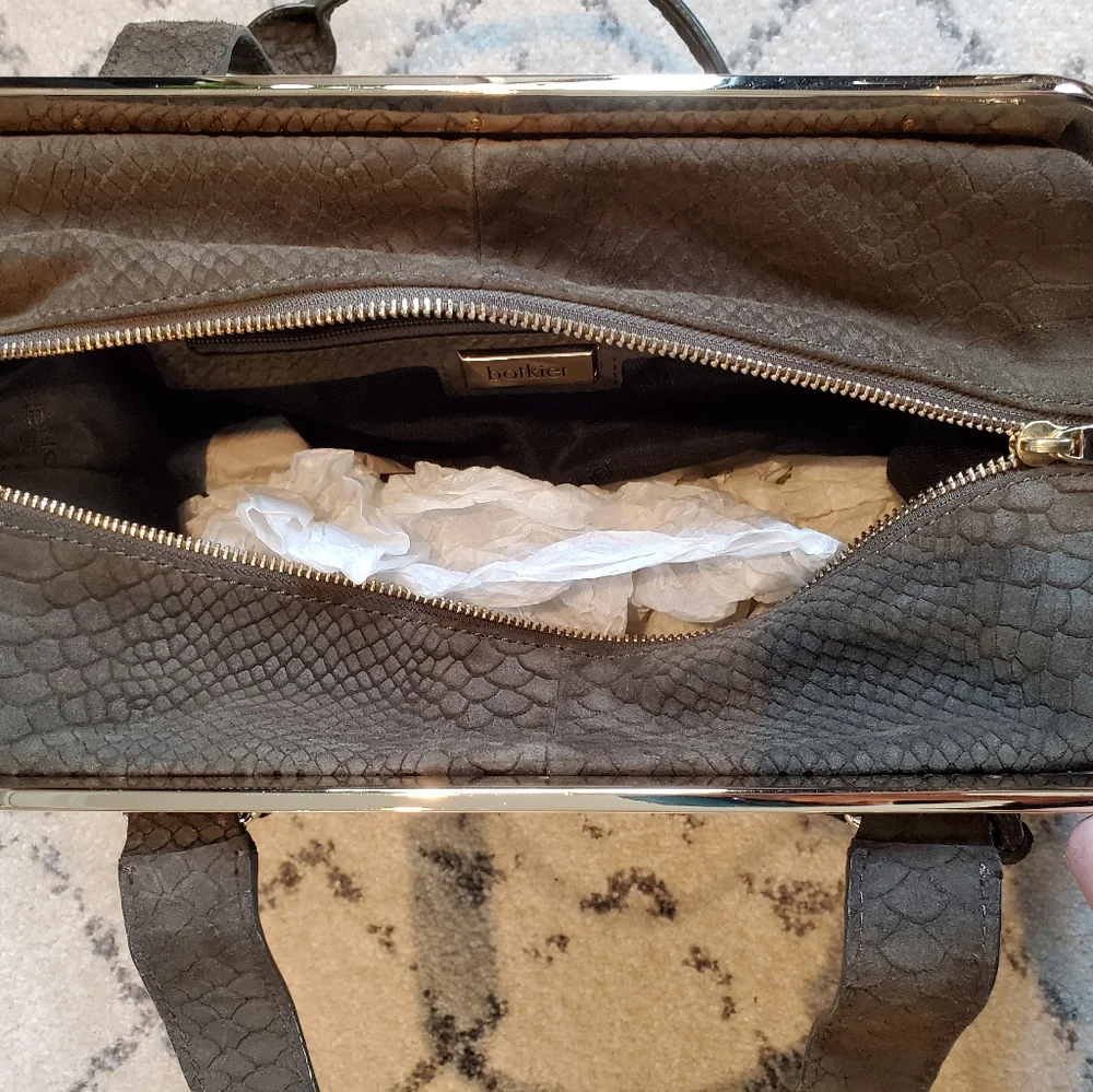 Botkier Misha Satchel snake embossing olive